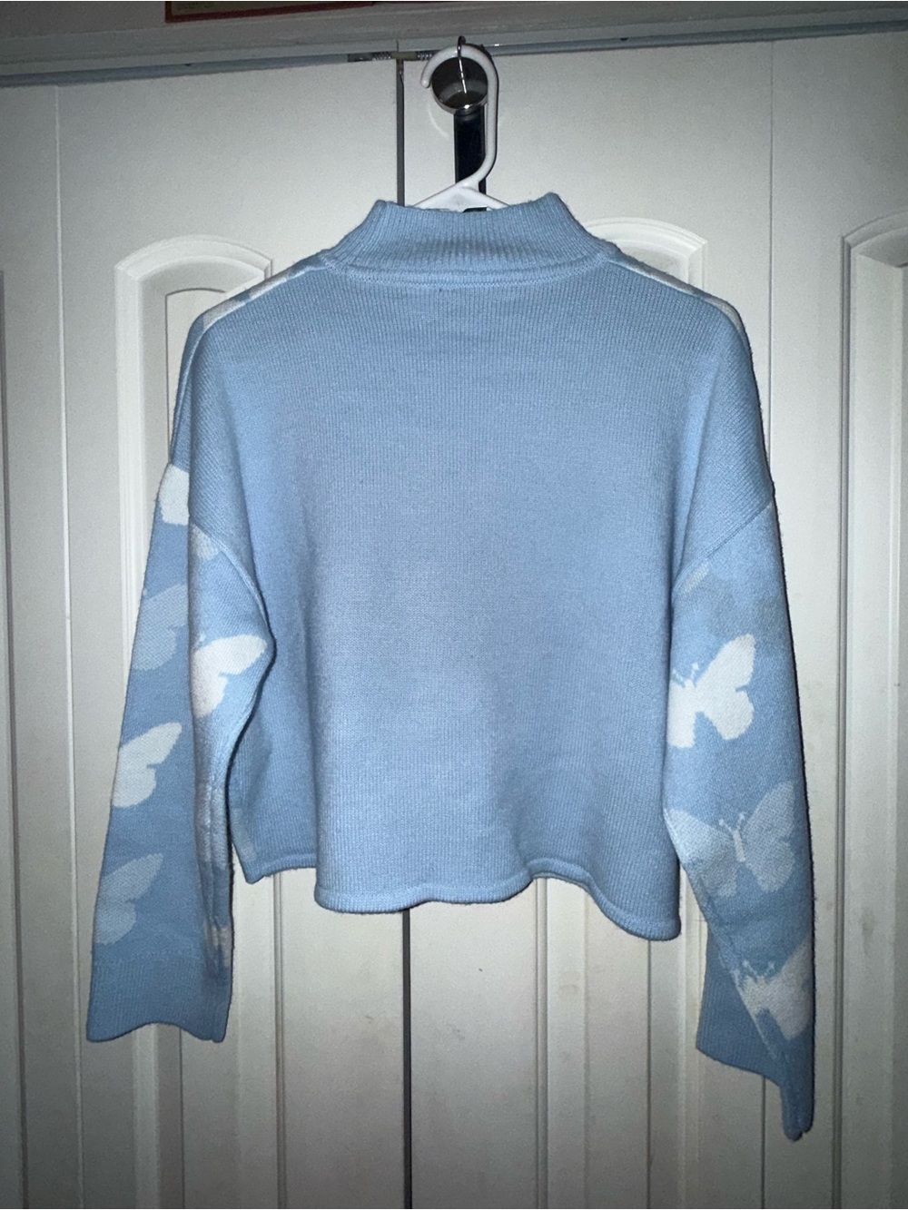 Divided Light Blue Butterfly Turtleneck Sweater - Picture 2 of 4